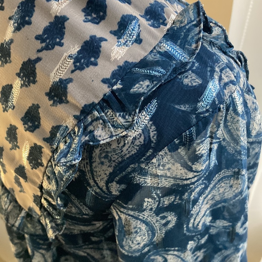 Hemant & Nandita Bohemian Top With Silver And Blu… - image 4